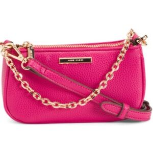 Anne Klein New Hibiscus Pink Chain Swag Mini Crossbody Bag NWT